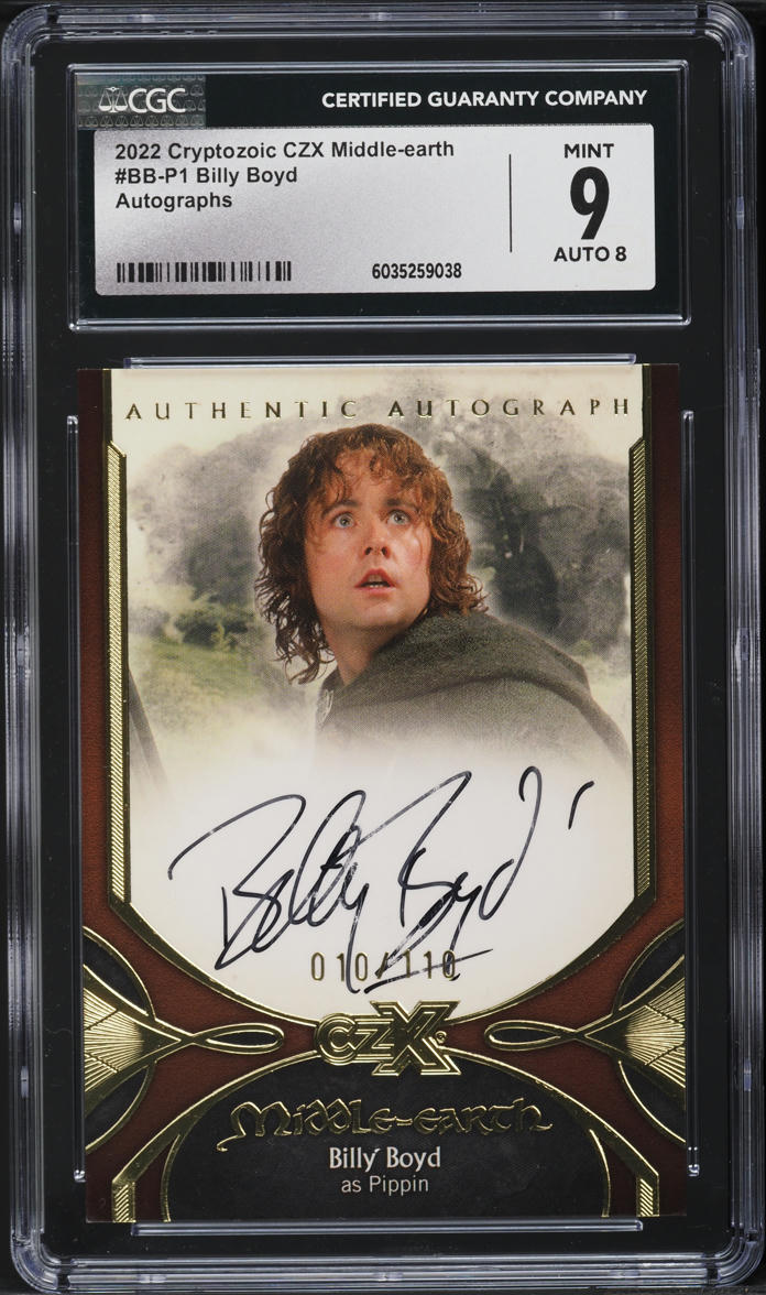 2022 Cryptozoic CZX Middle-Earth Pippin Billy Boyd AUTO /110 #BB-P1 CGC 9 MINT