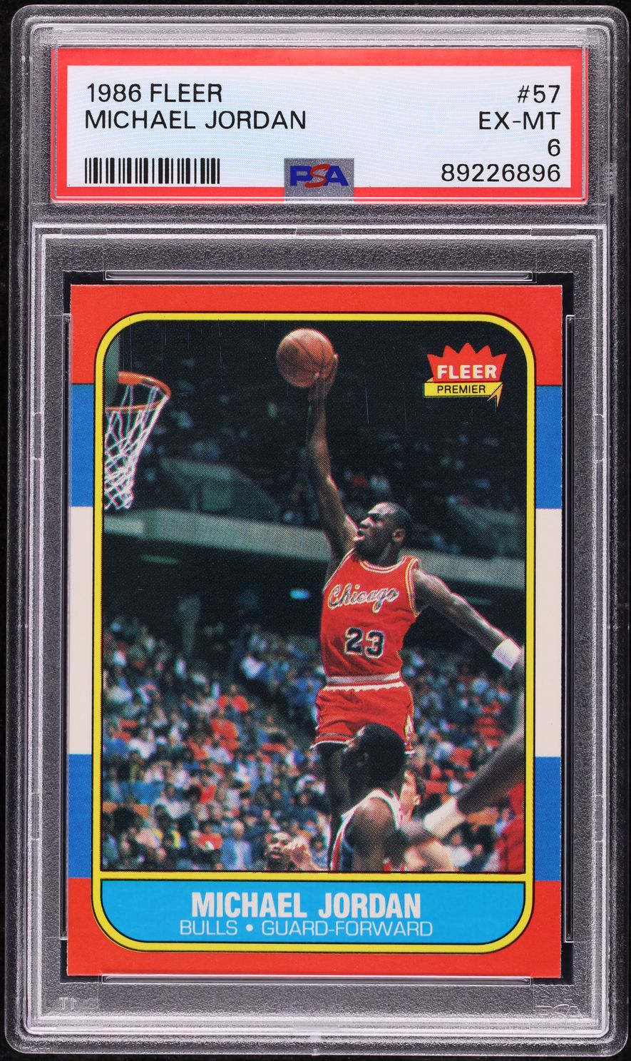 1986 Fleer Basketball Michael Jordan ROOKIE #57 PSA 6 EXMT