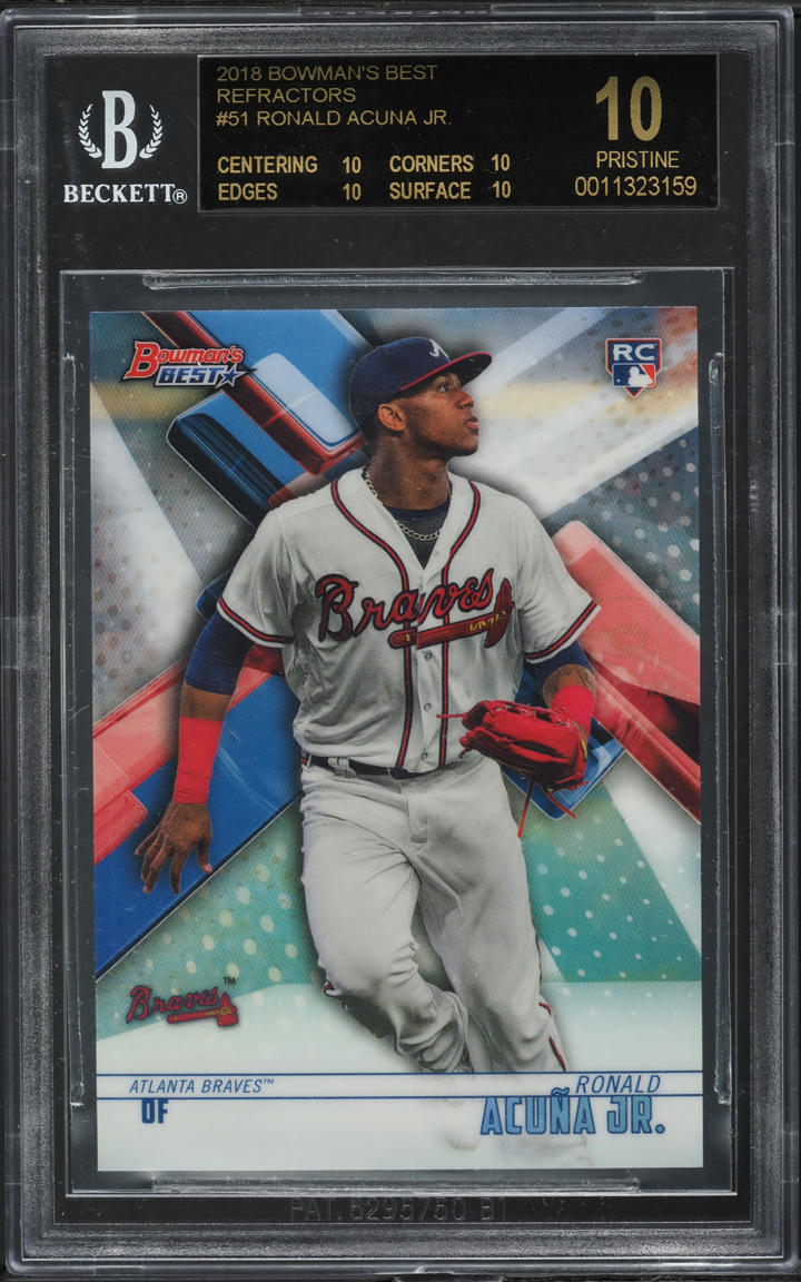 2018 Bowman's Best Refractor Ronald Acuna Jr. ROOKIE #51 BGS 10 BLACK LABEL
