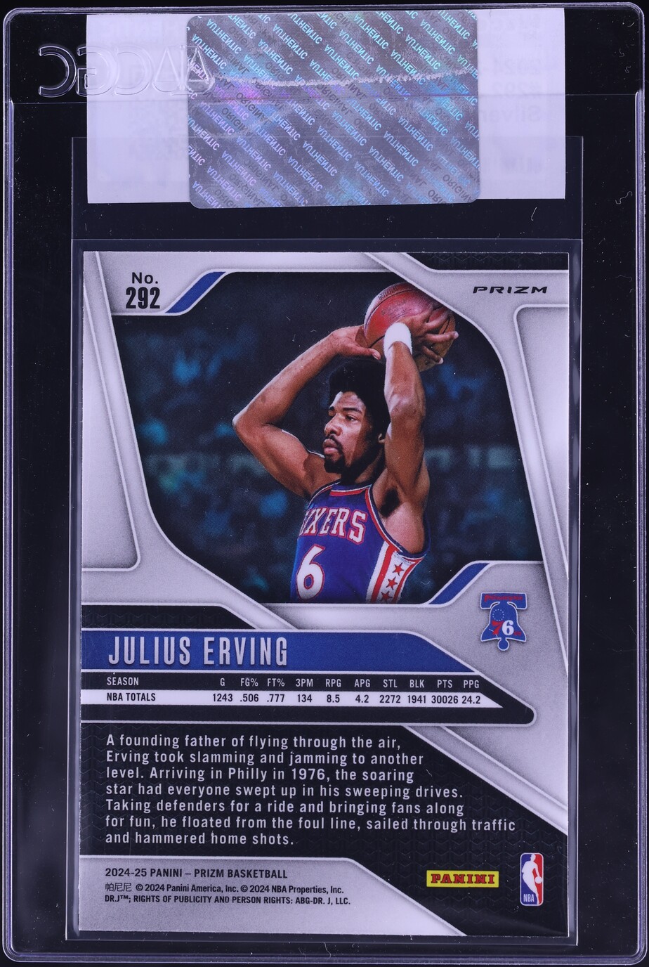 2024 Panini Prizm Silver Julius Erving #292 CGC AUTH