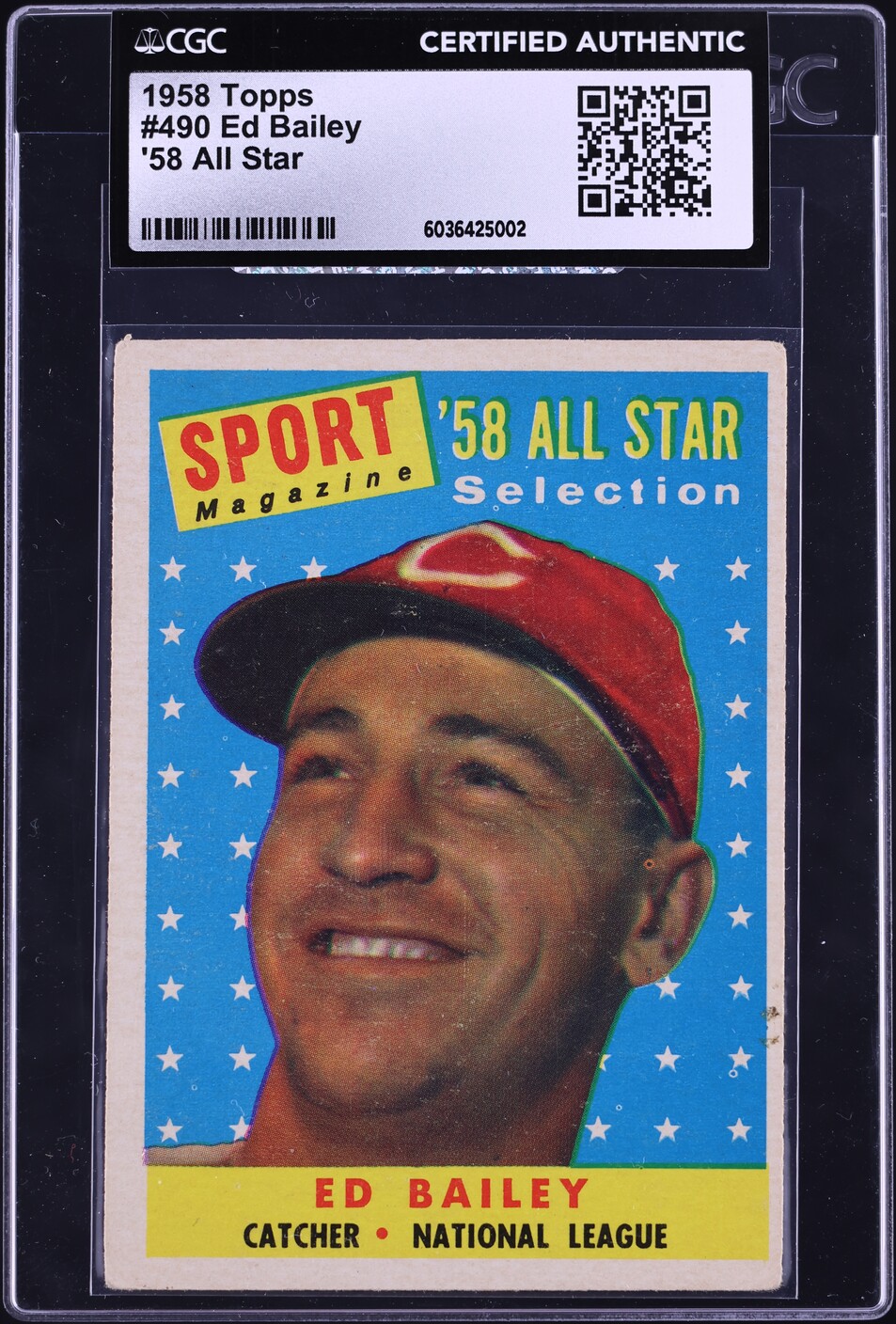 1958 Topps Ed Bailey '58 ALL STAR #490 CGC AUTH