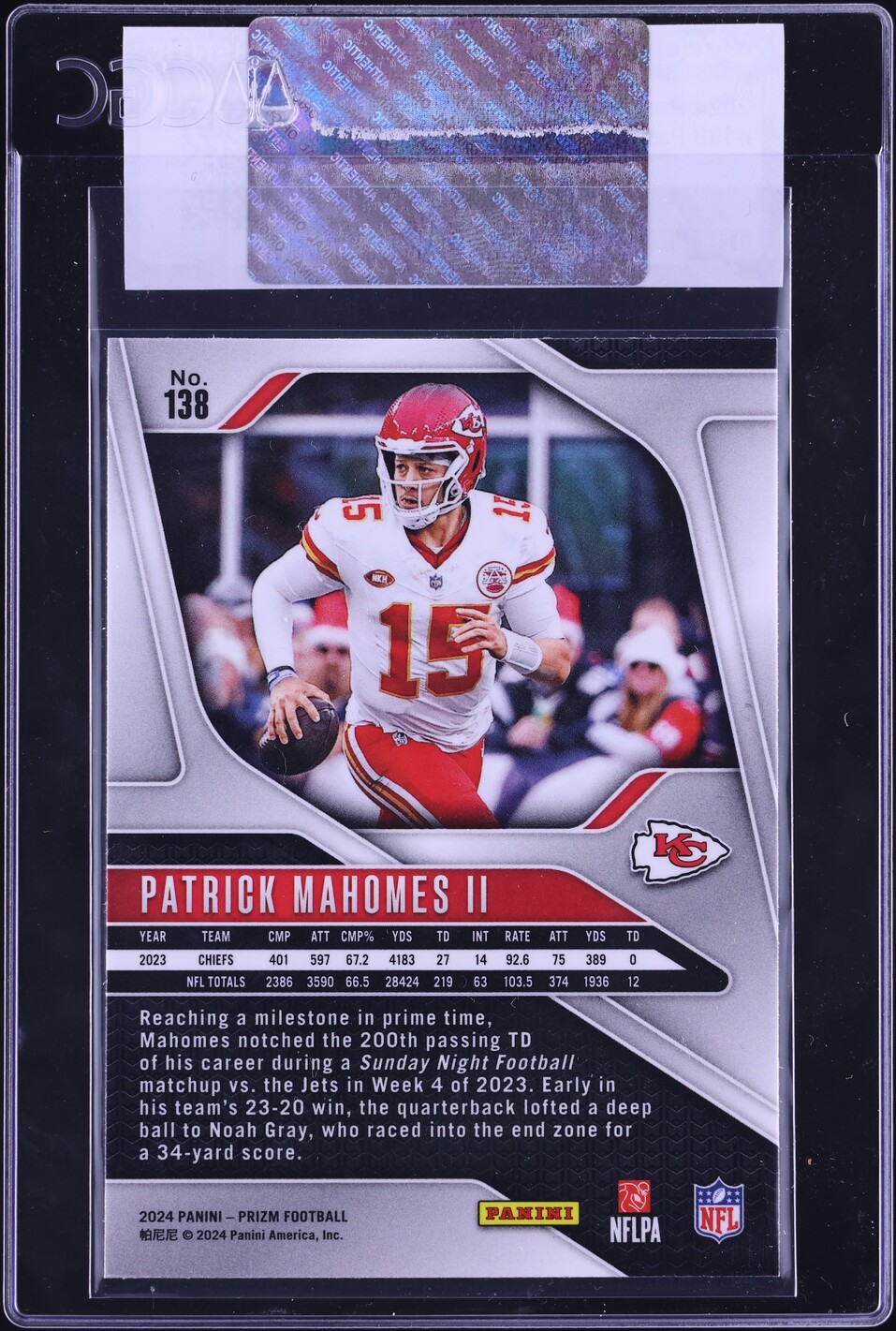 2024 Panini Prizm Patrick Mahomes II #138 CGC AUTH