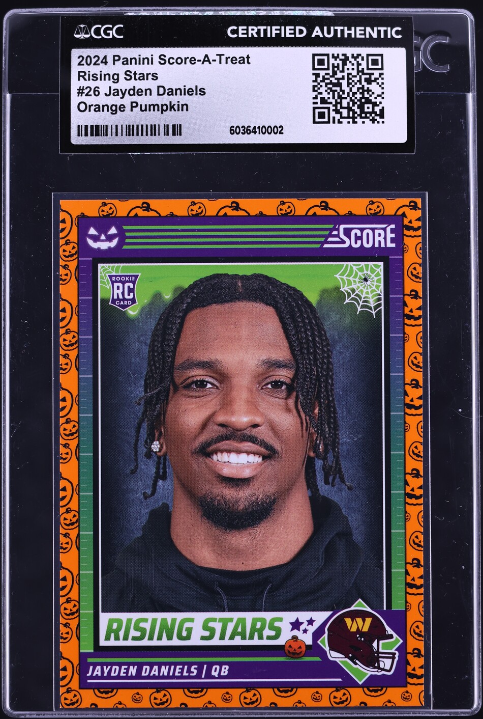 2024 Score-A-Treat Rising Stars Orange Pumpkin Jayden Daniels RC #26 CGC AUTH