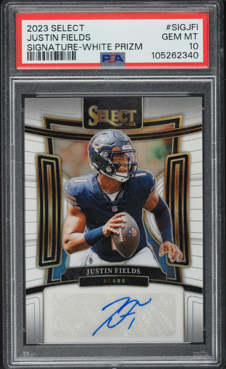 2023 Select White Prizm Justin Fields AUTO /35 #SIG-JFI PSA 10 GEM MINT