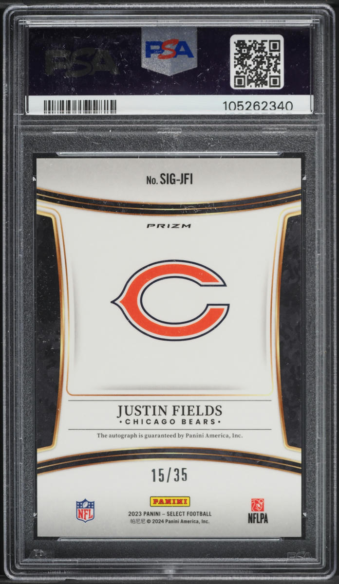 2023 Select White Prizm Justin Fields AUTO /35 #SIG-JFI PSA 10 GEM MINT