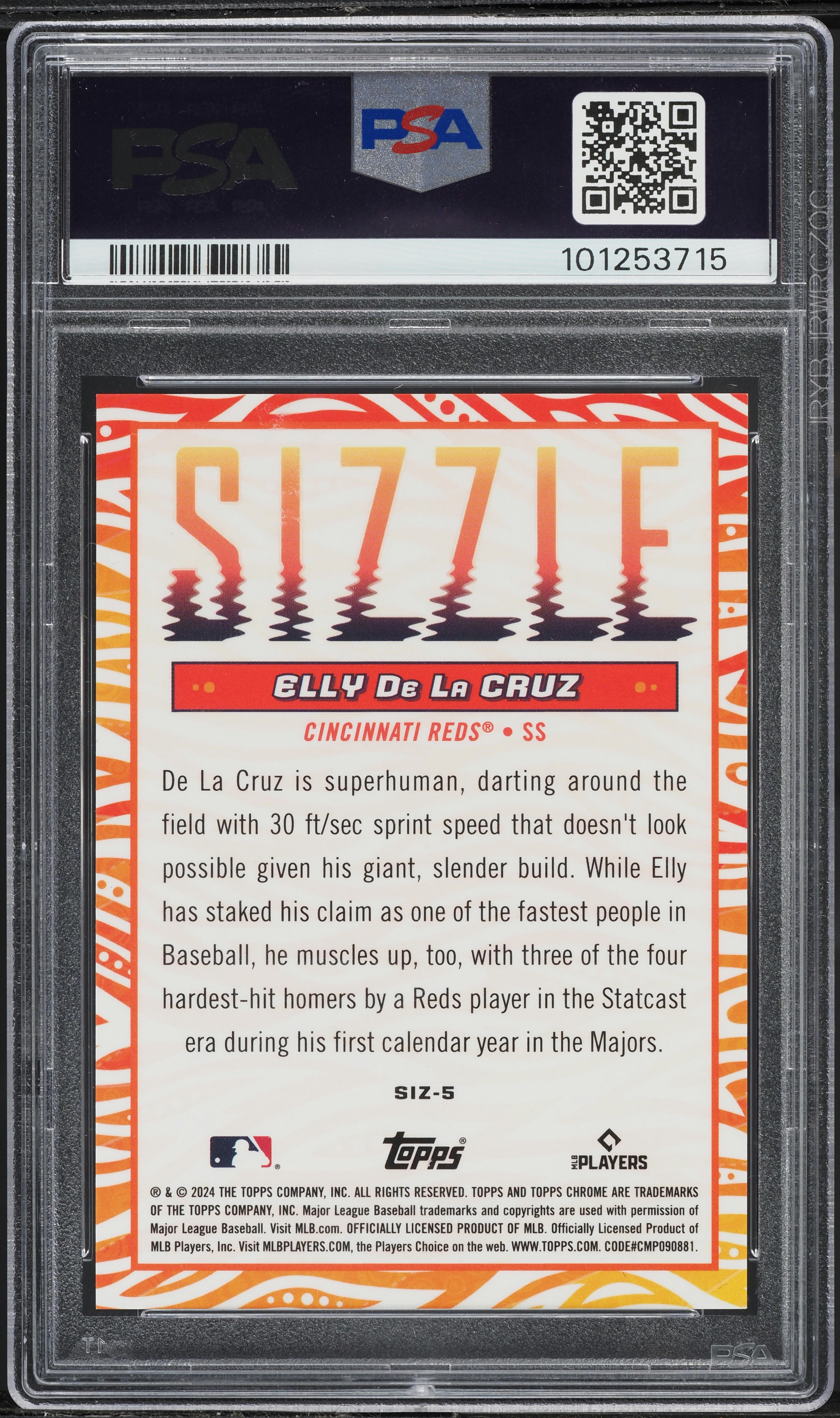 2024 Topps Chrome Update Sizzle Elly De La Cruz ROOKIE #SIZ5 PSA