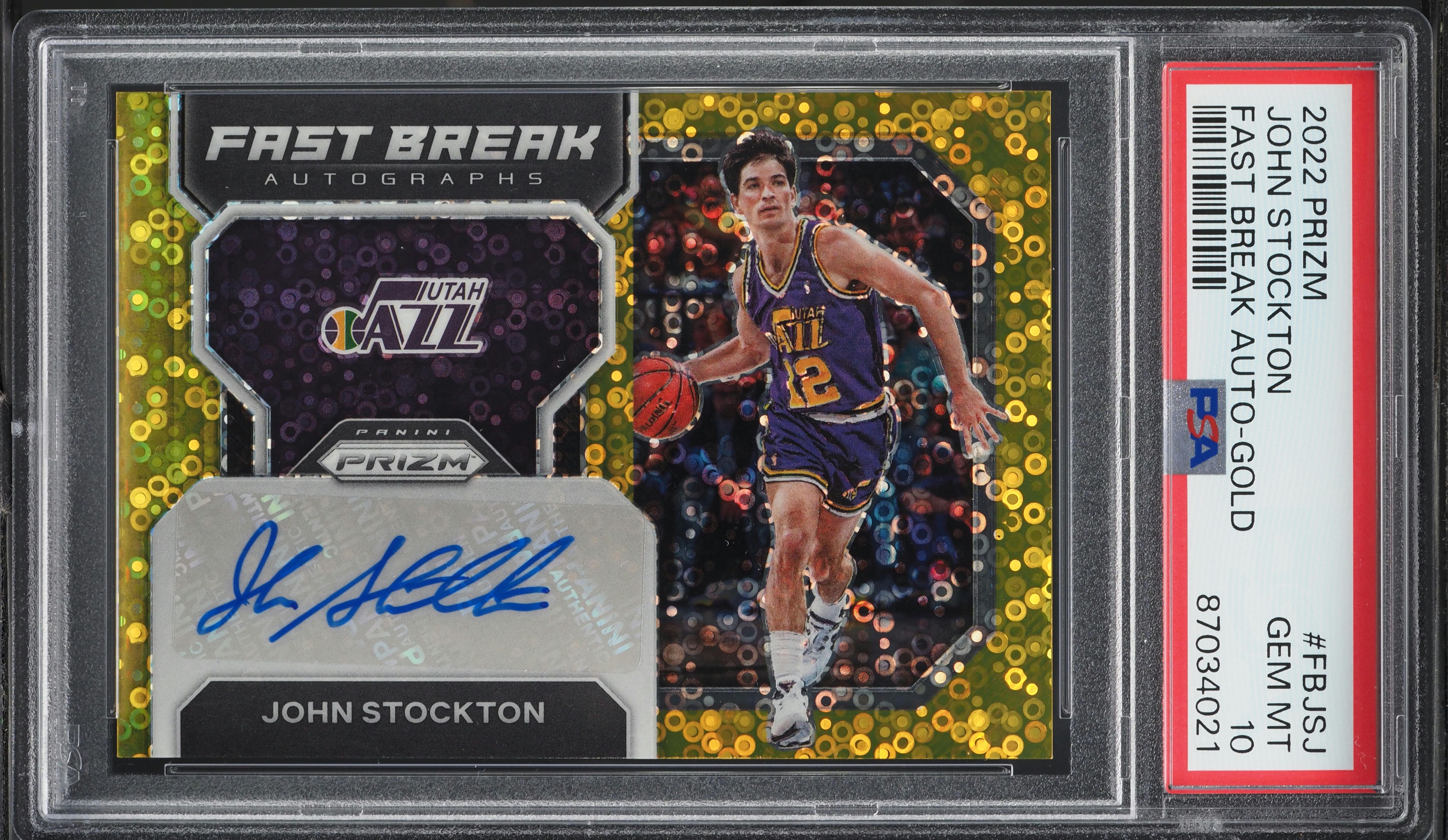 2022 Panini Prizm Fast Break Gold John Stockton AUTO /10 #FBJSJ
