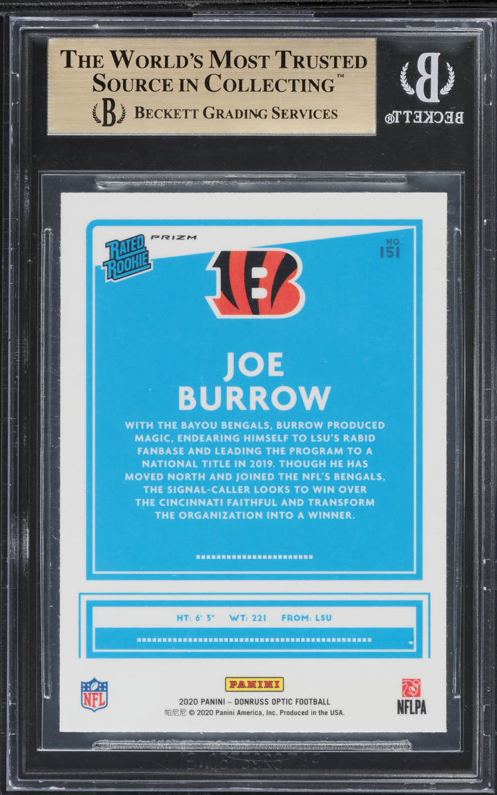 2020 Donruss Optic Holo Joe Burrow ROOKIE #151 BGS 9.5 GEM MINT