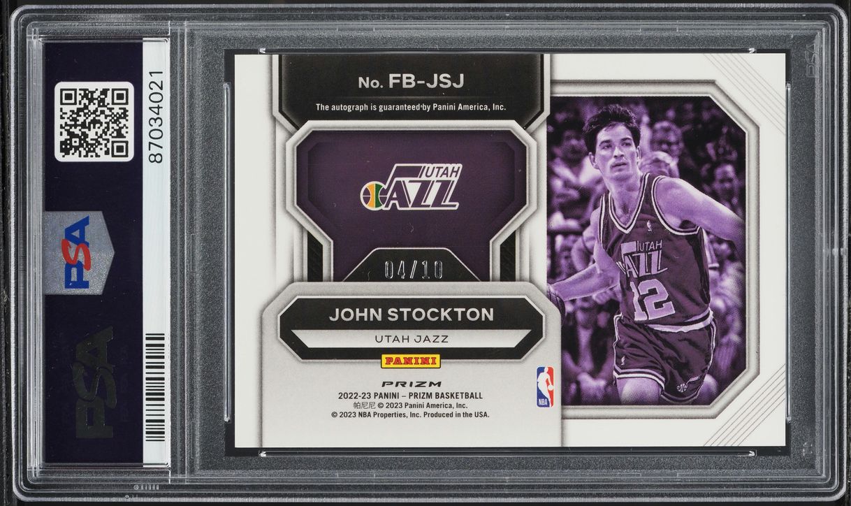 2022 Panini Prizm Fast Break Gold John Stockton AUTO /10 #FBJSJ PSA 10 GEM MINT