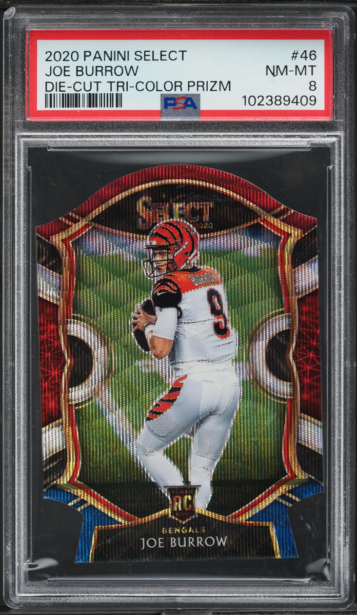 2020 Select Tri-Color Prizm Die-Cut Joe Burrow ROOKIE #46 PSA 8 NM-MT