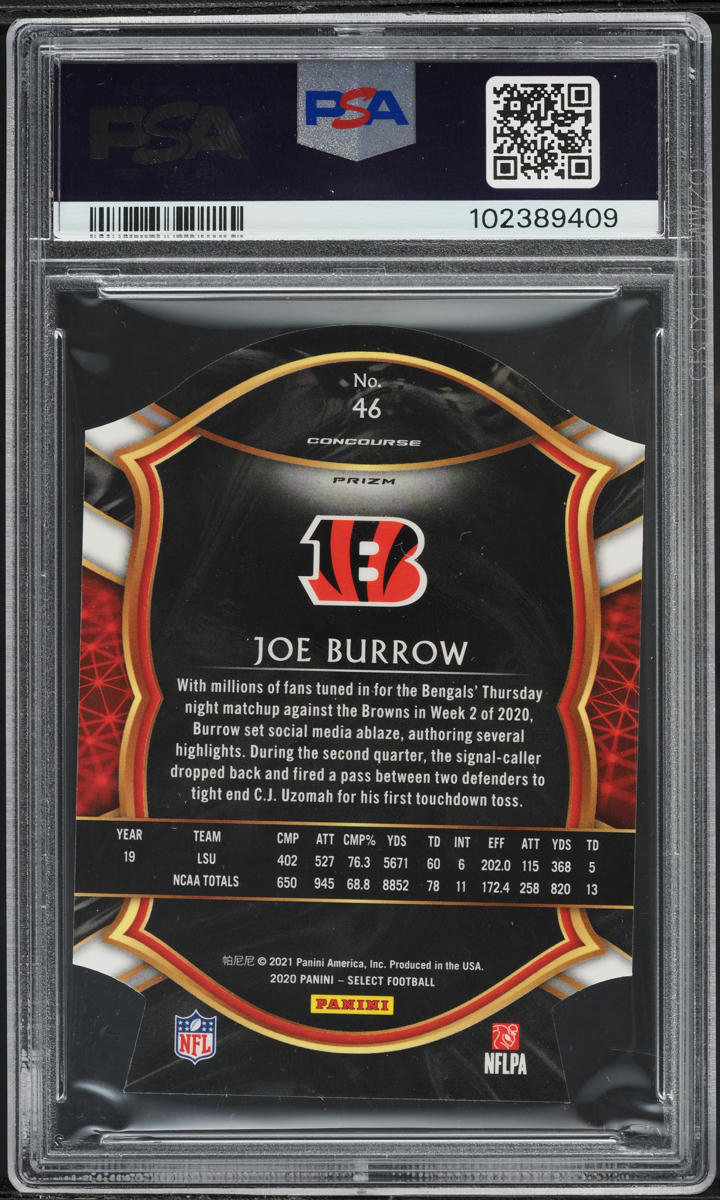 2020 Select Tri-Color Prizm Die-Cut Joe Burrow ROOKIE #46 PSA 8 NM-MT