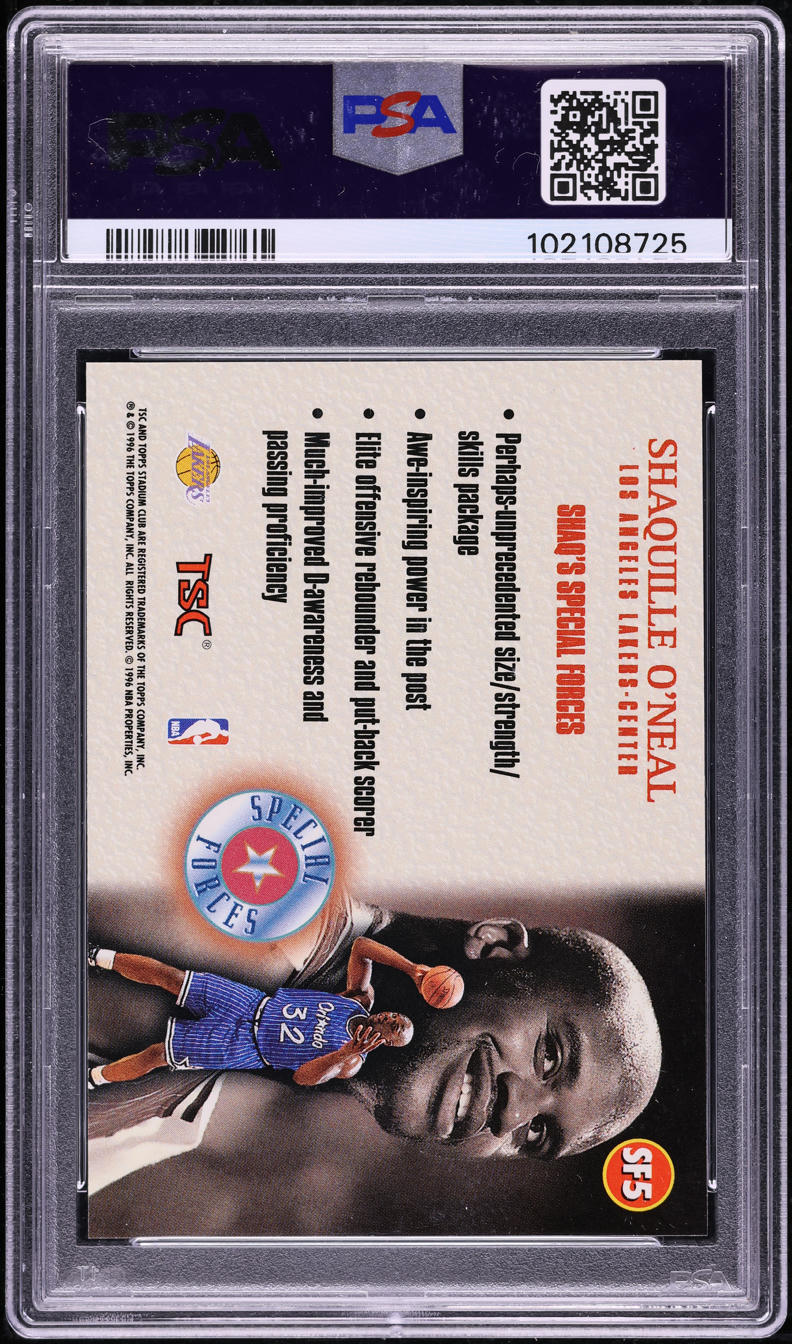 1996 Stadium Club Special Forces Shaquille O'Neal #SF5 PSA 10 GEM MINT