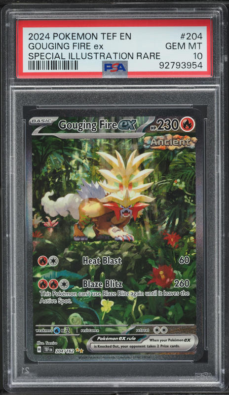 2024 Pokemon Scarlet & Violet Temporal Forces SIR Gouging Fire ex #204 PSA 10 GEM MINT