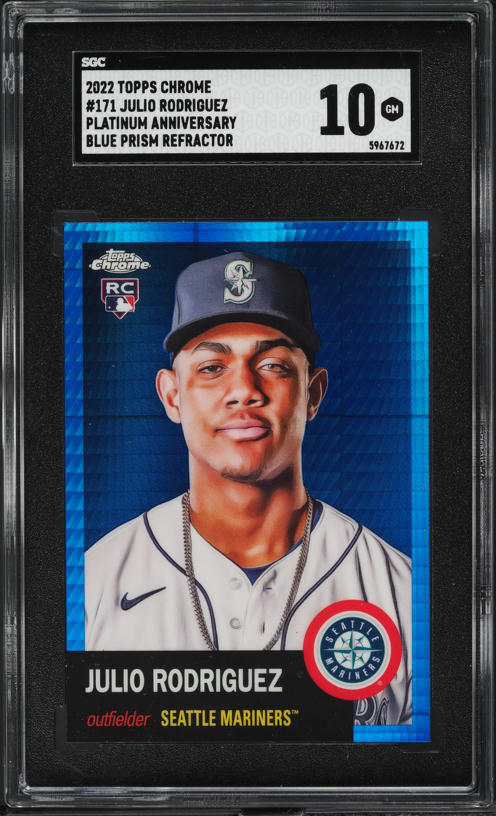 2022 Topps Chrome Platinum Anniversary Blue Prism Julio Rodriguez