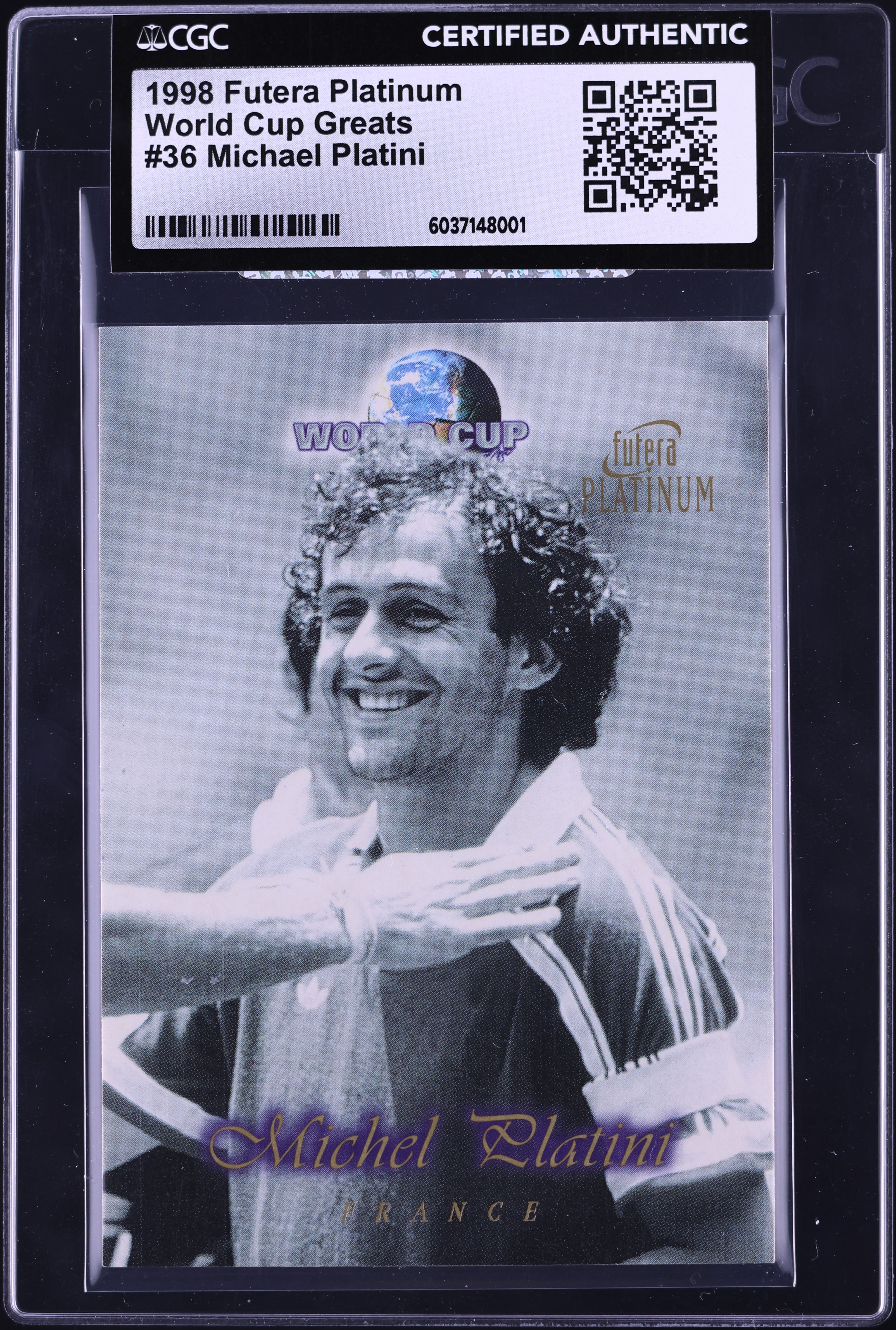 1998 Futera Platinum World Cup Greats Michael Platini #36 CGC AUTH