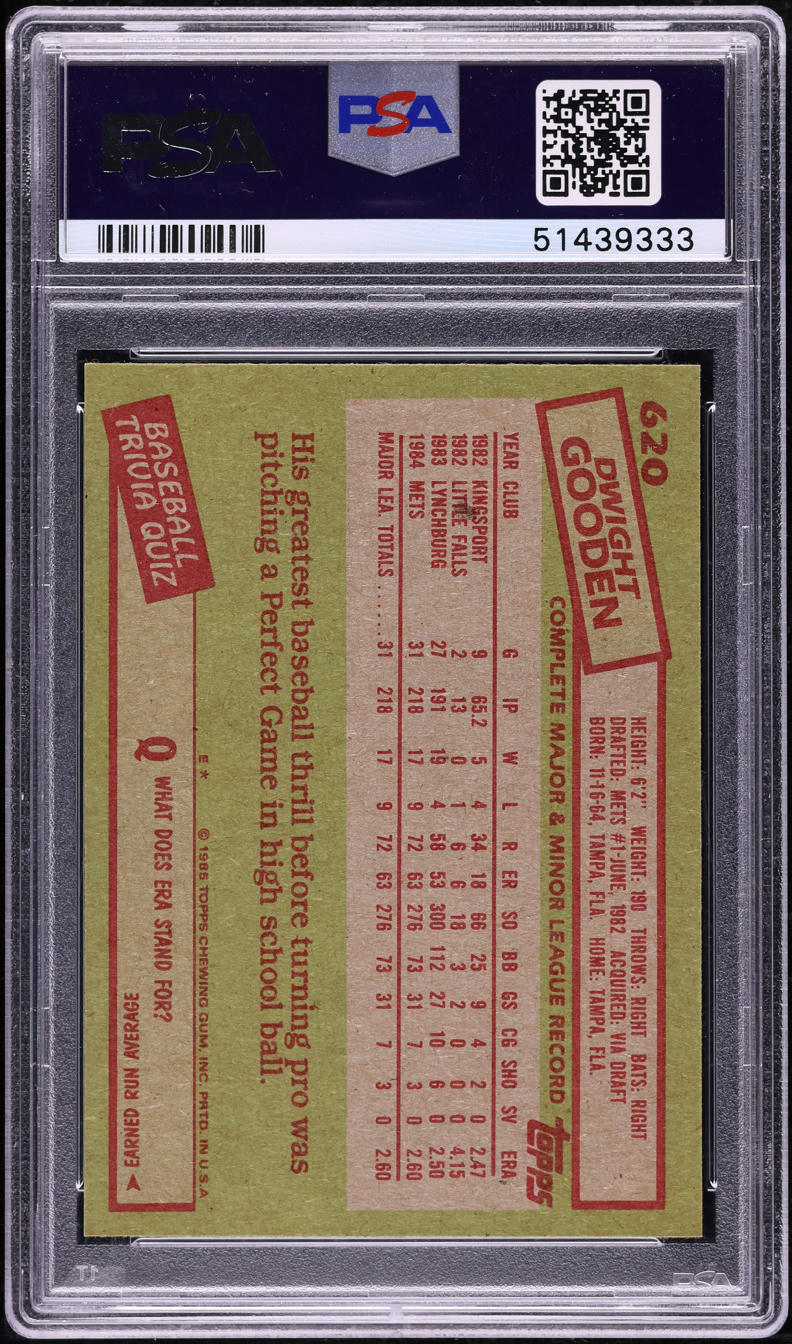 1985 Topps Dwight Gooden ROOKIE #620 PSA 9 MINT