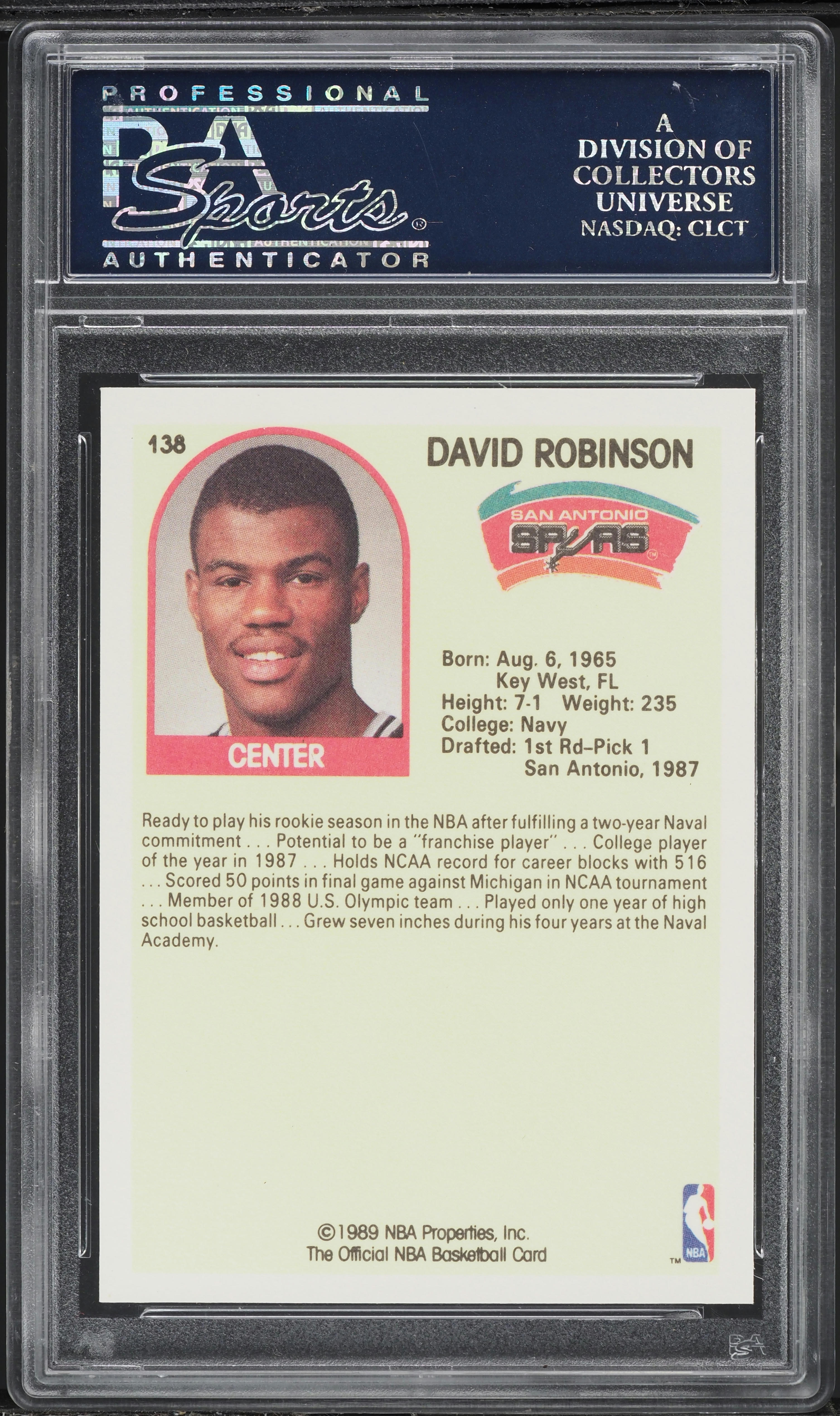 1989 Hoops David Robinson ROOKIE #138 PSA 10 GEM MINT on Fanatics