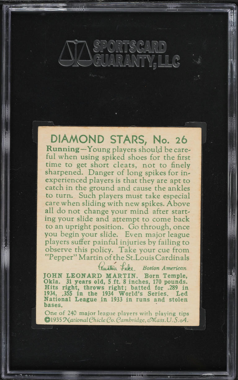 1935 Diamond Stars Pepper Martin #26 SGC 6 EXMT