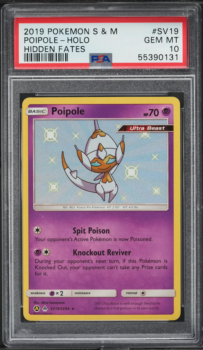 shiny poipole pokemon card Hidden Fates SV19/SV94 PSA 10  TBC Games [1P] Knockout Reviver During your opponents next turn Poipole Baby Shiny CGC 9.5