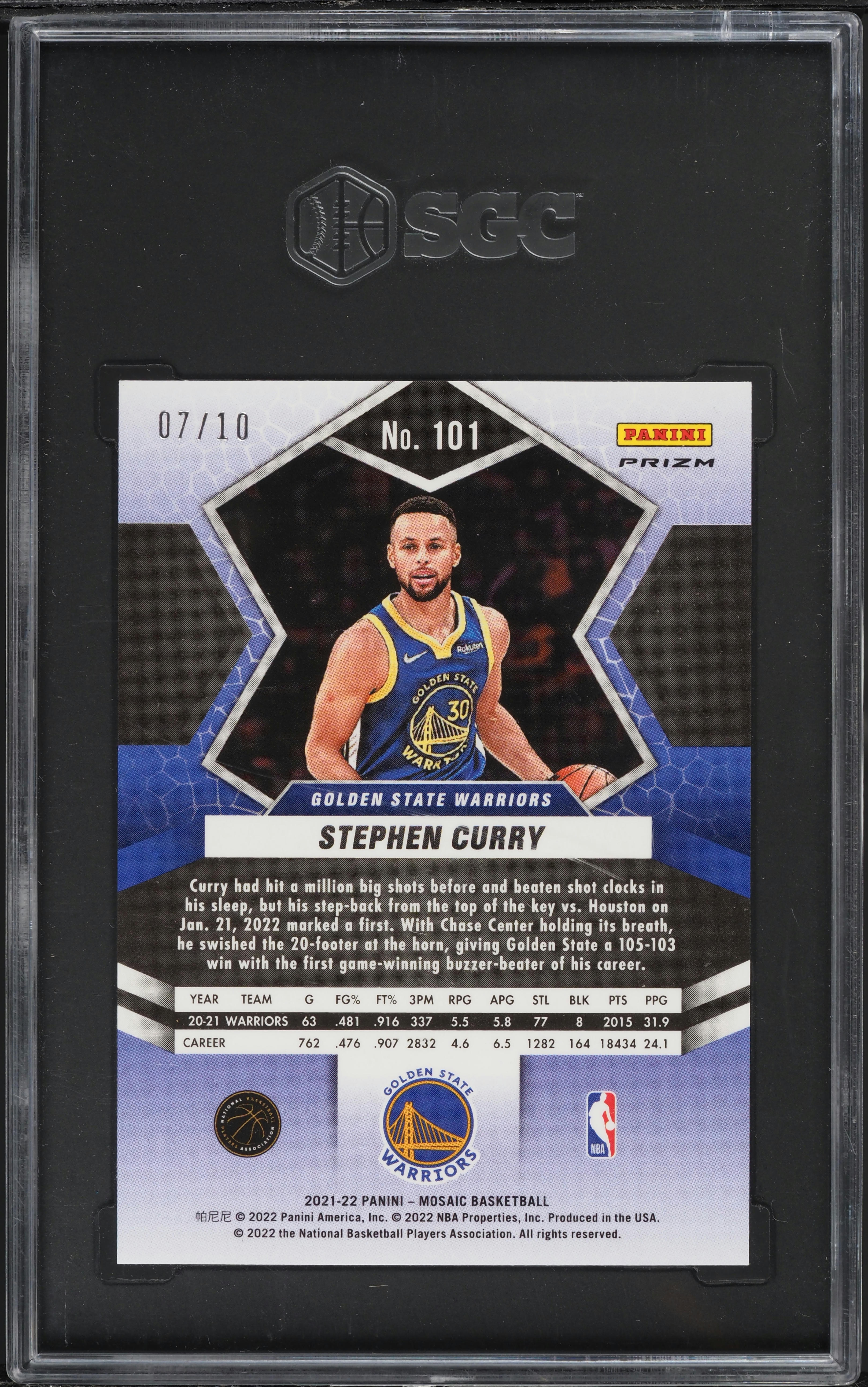 2021 Panini Mosaic Gold Fast Break Prizm Stephen Curry /10 #101