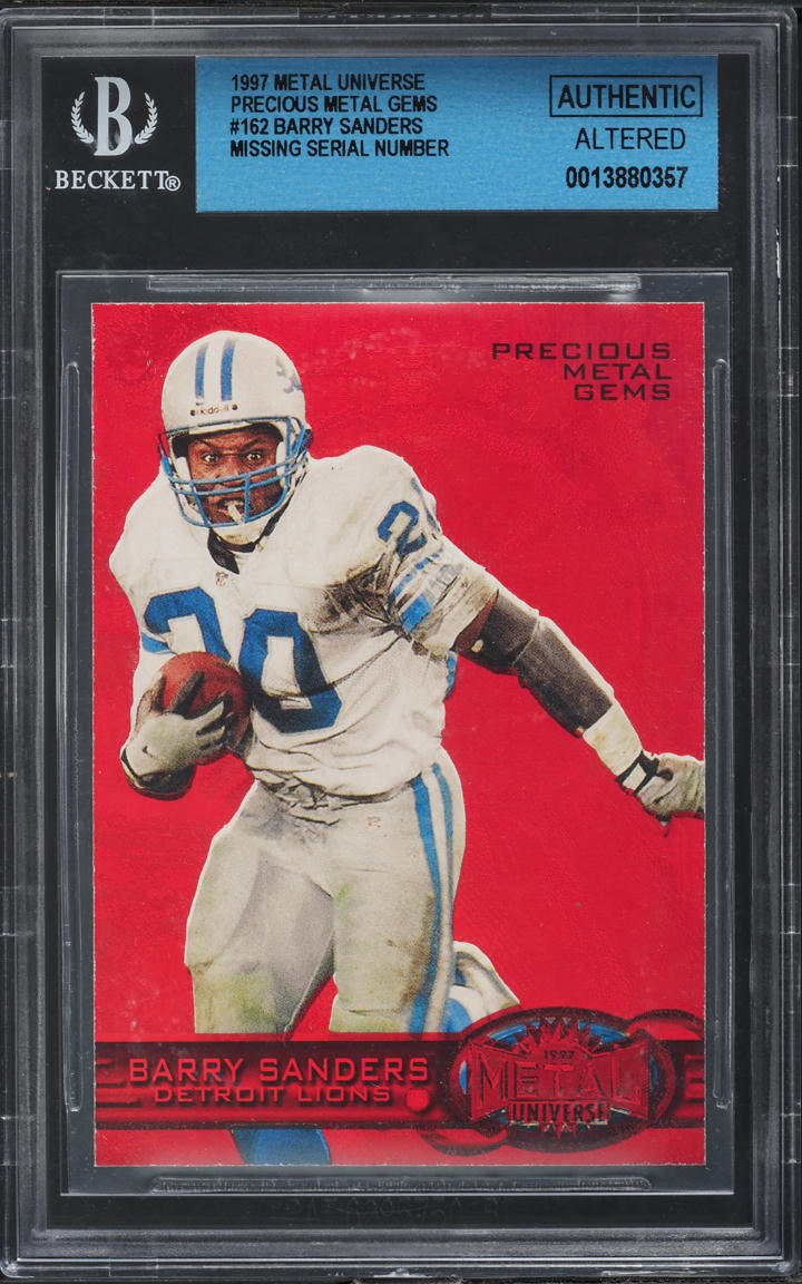 1997 Metal Universe PMG Red Missing Serial # Barry Sanders BGS ALTERED AUTH