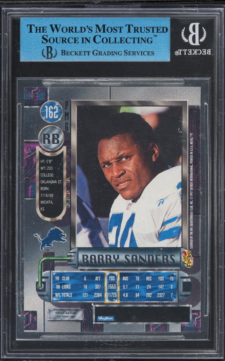 1997 Metal Universe PMG Red Missing Serial # Barry Sanders BGS ALTERED AUTH