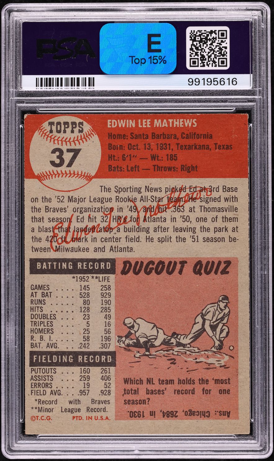 1953 Topps Eddie Mathews #37 PSA 4.5 VGEX+
