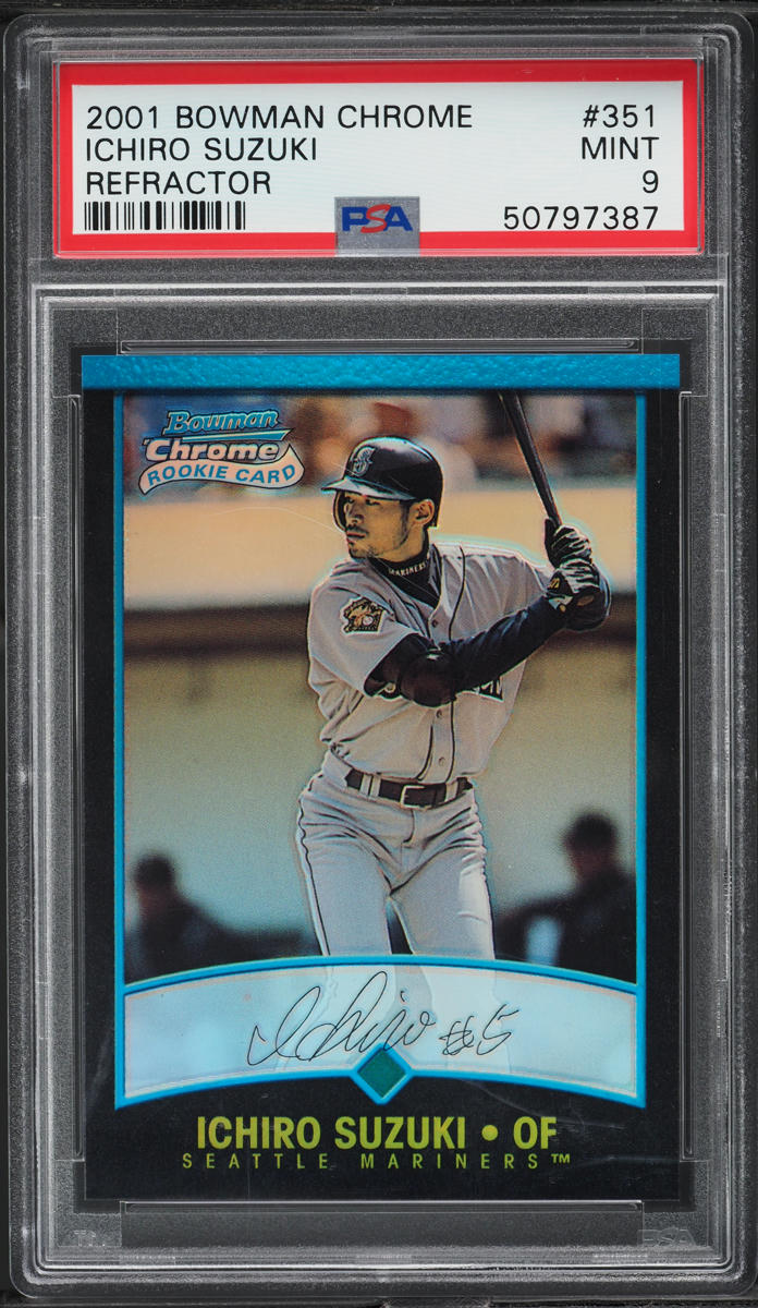 2001 Bowman Chrome Refractor Ichiro Suzuki ROOKIE #351 PSA 9 MINT
