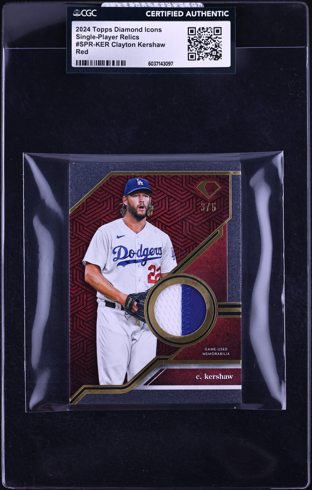 2024 Topps Diamond Icons Single-Player Red Clayton Kershaw PATCH 