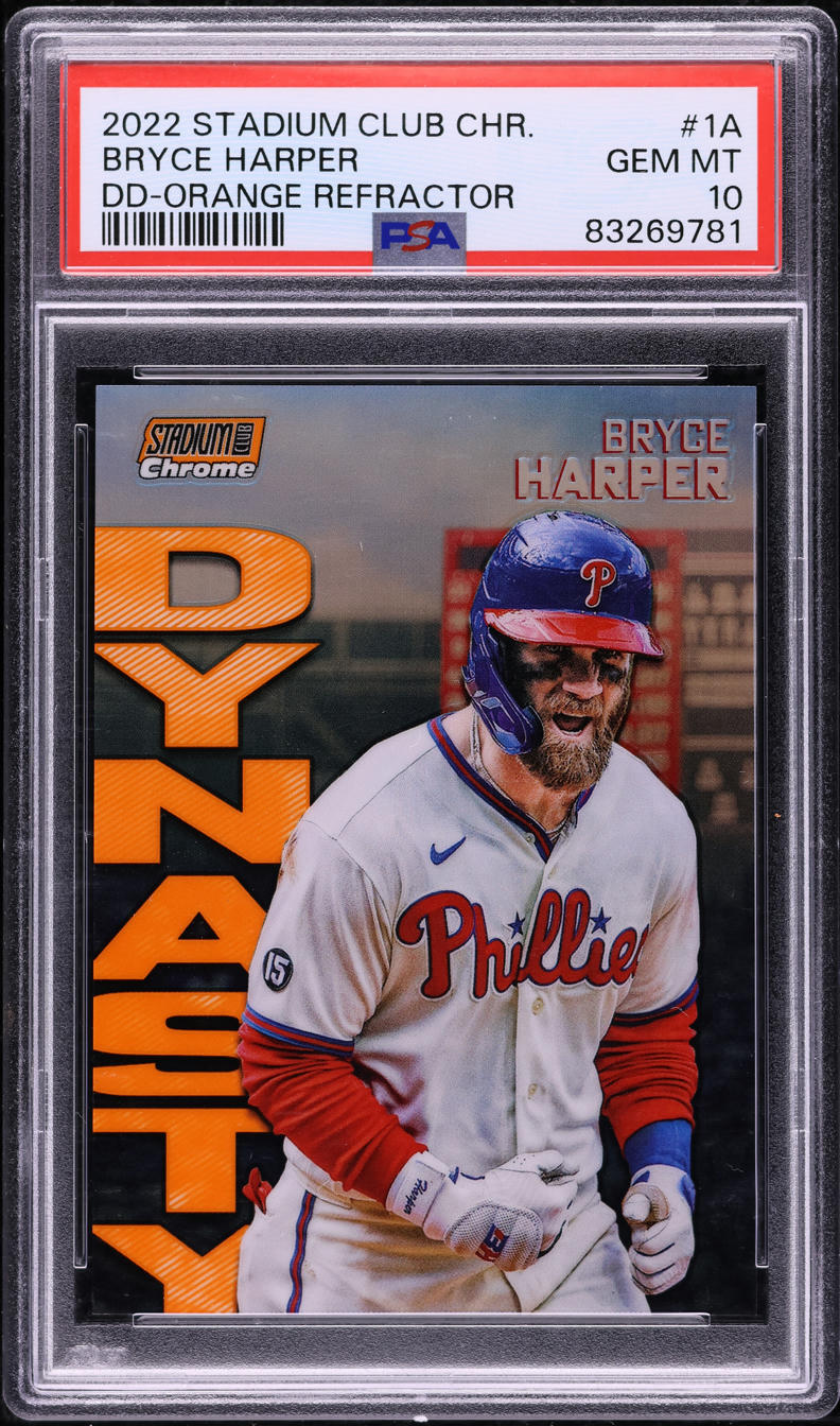 2022 Stadium Club Chrome Dynasty & Destiny Orange Ref. Bryce Harper /25 PSA 10