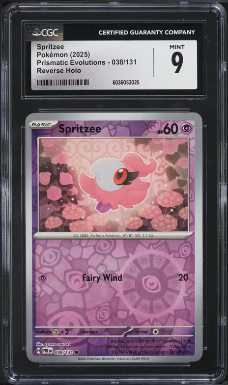 2025 Pokemon SV Prismatic Evolutions Reverse Holo Spritzee #38 CGC 9 MINT