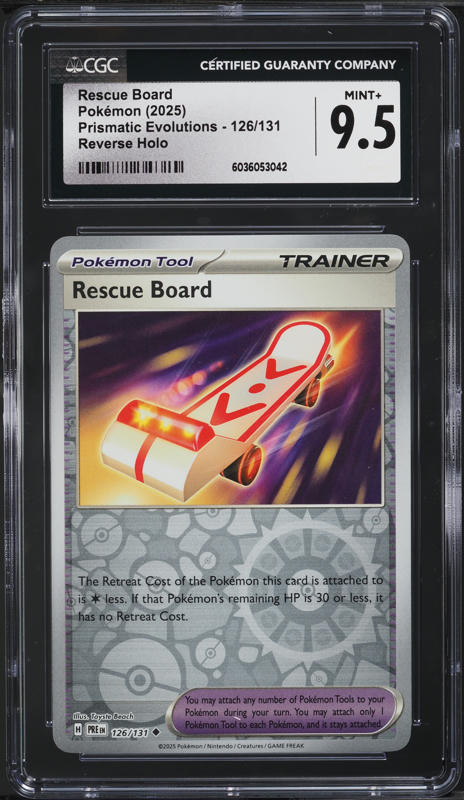 2025 Pokemon SV Prismatic Evolutions Reverse Holo Rescue Board #126 CGC 9.5