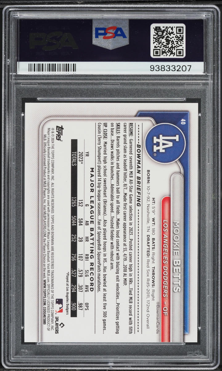 2024 Bowman Mookie Betts #40 PSA 10 GEM MINT