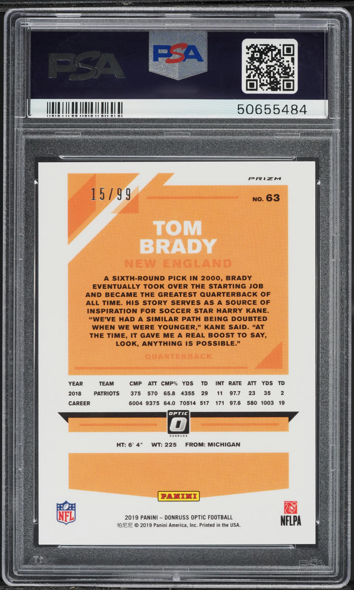 2019 Donruss Optic Red Tom Brady /99 #63 PSA 10 GEM MINT