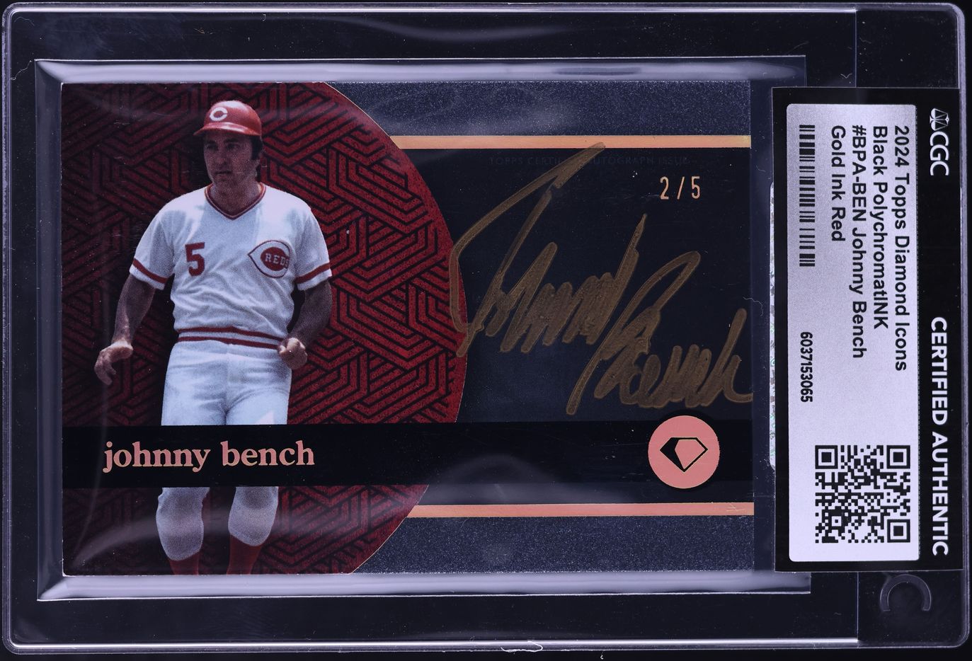 2024 Topps Diamond Icons Black PolychromatINK Red Johnny Bench 