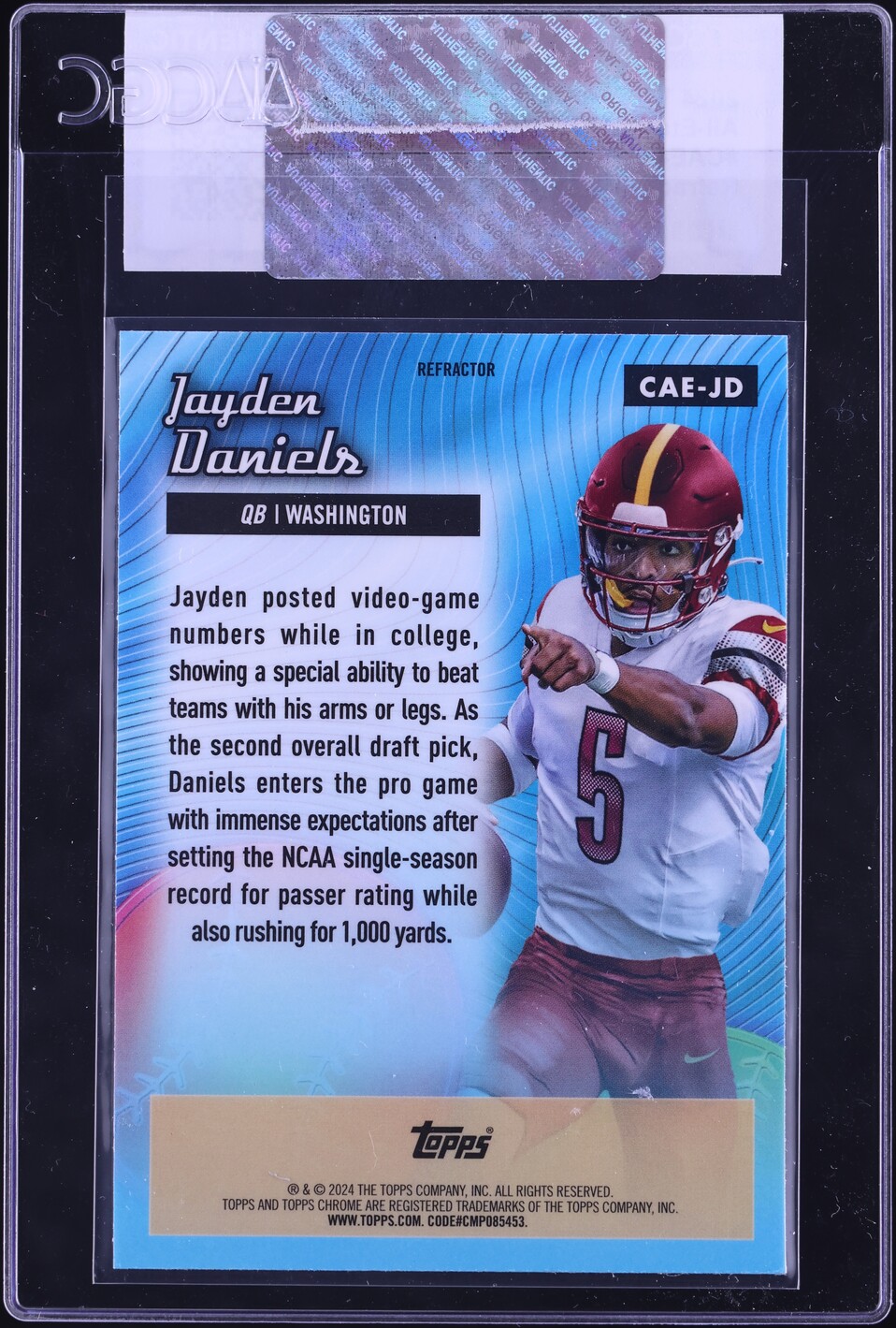 2024 Topps Chrome All-Etch Refractor Jayden Daniels ROOKIE #CAE-JD CGC AUTH