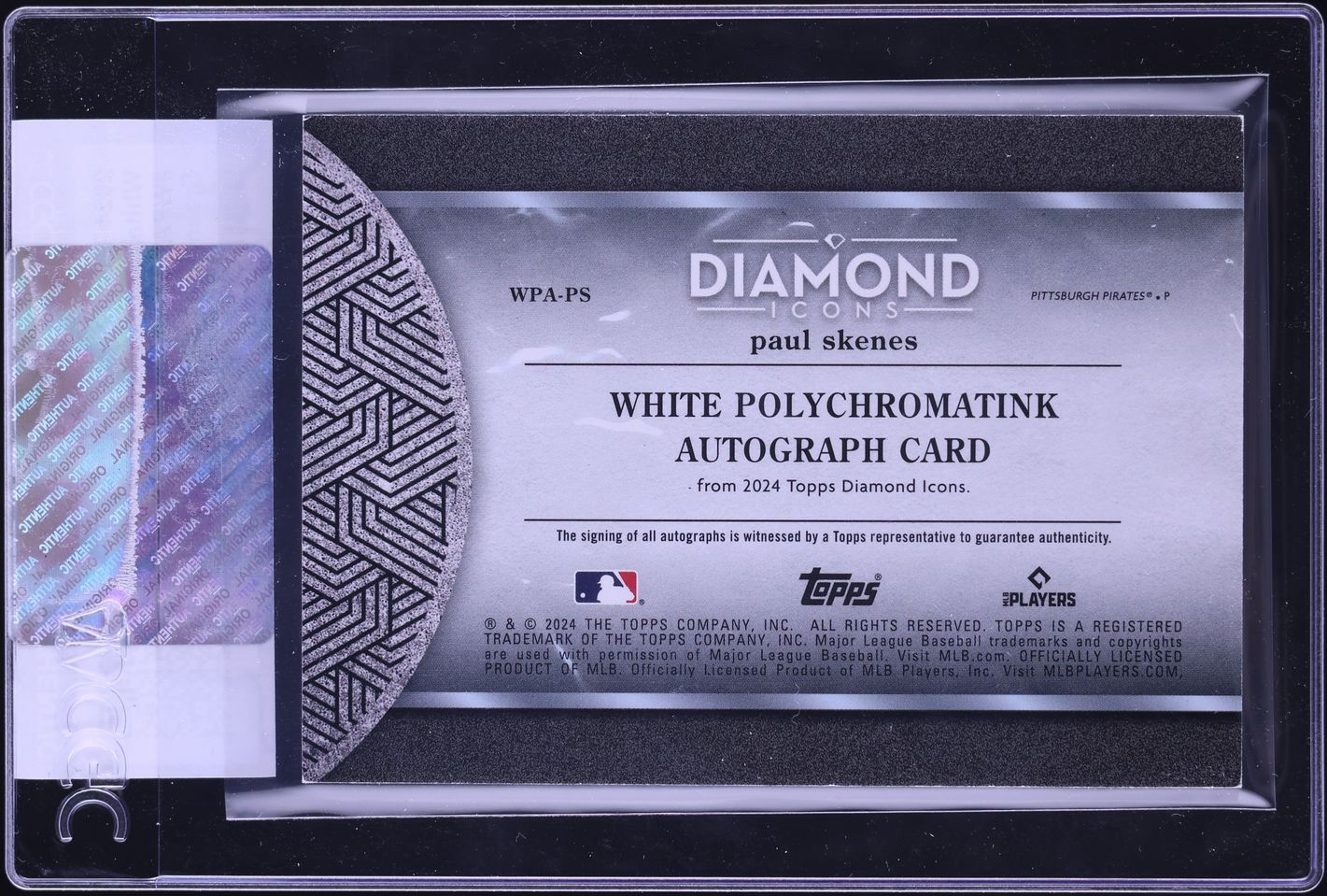 2024 Topps Diamond Icons White PolychromatINK Paul Skenes RC AUTO /10 CGC AUTH