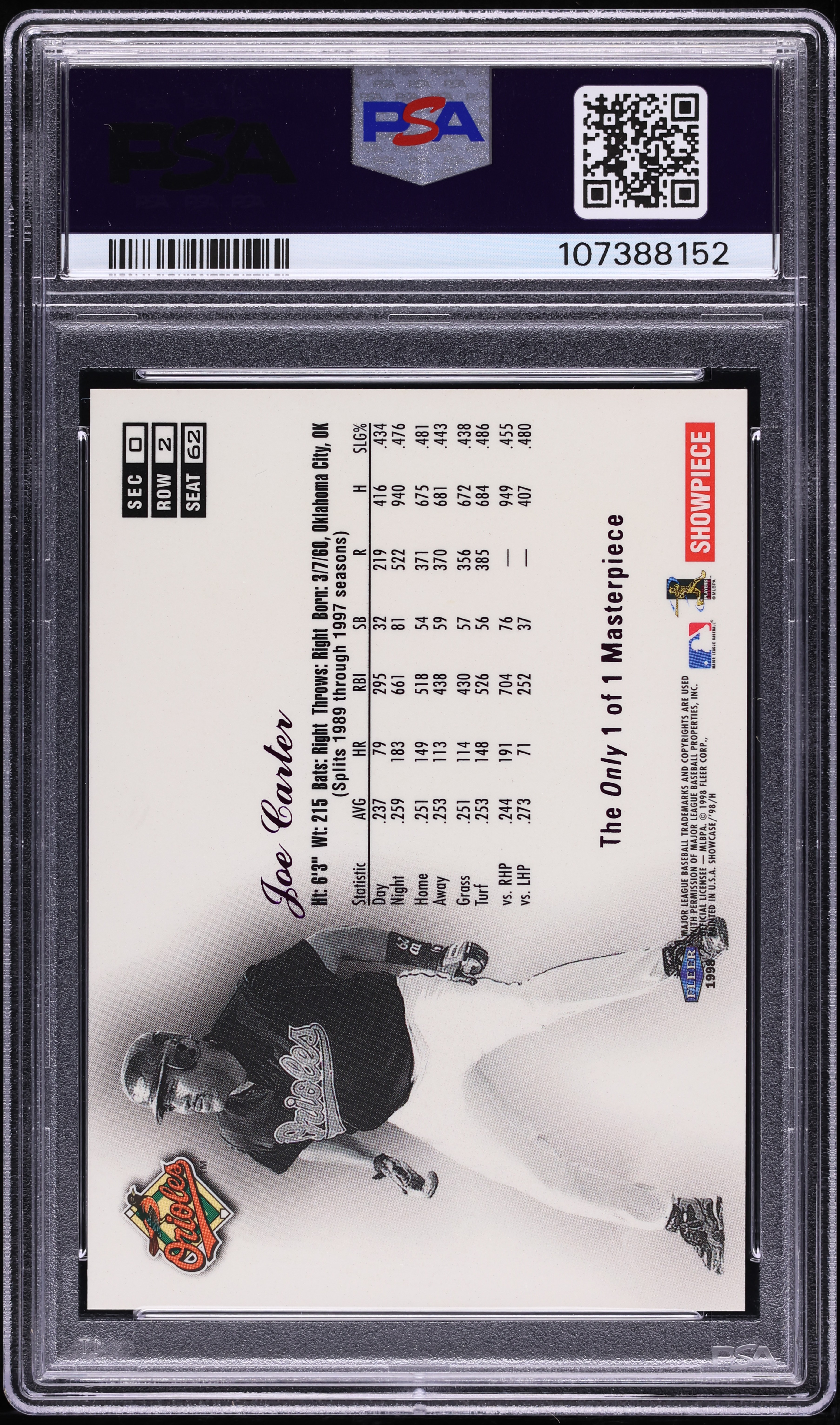 1998 Flair Showcase Legacy Collection Row 2 Masterpiece Joe Carter