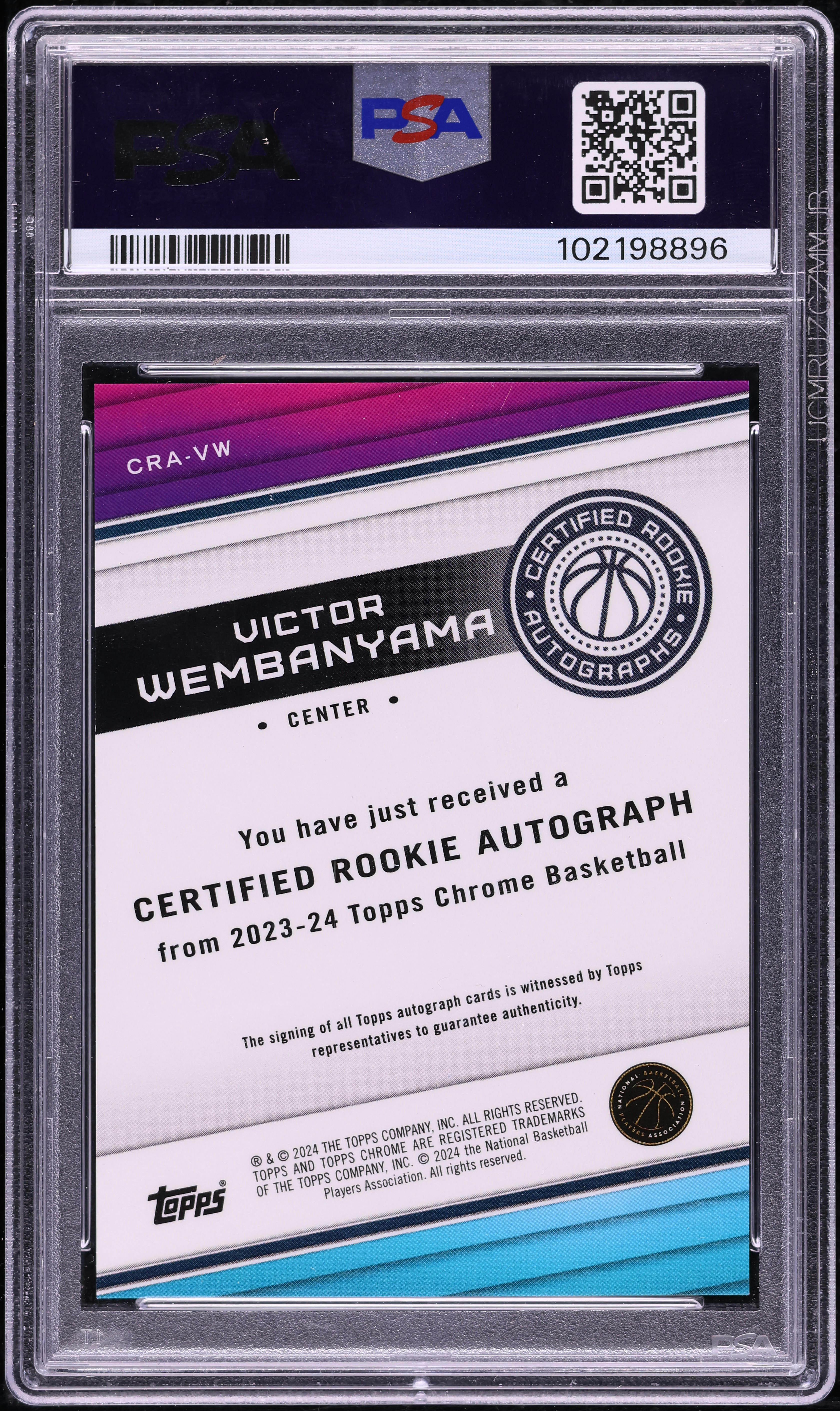 2023 Topps Chrome Certified Victor Wembanyama ROOKIE AUTO #CRA-VW 