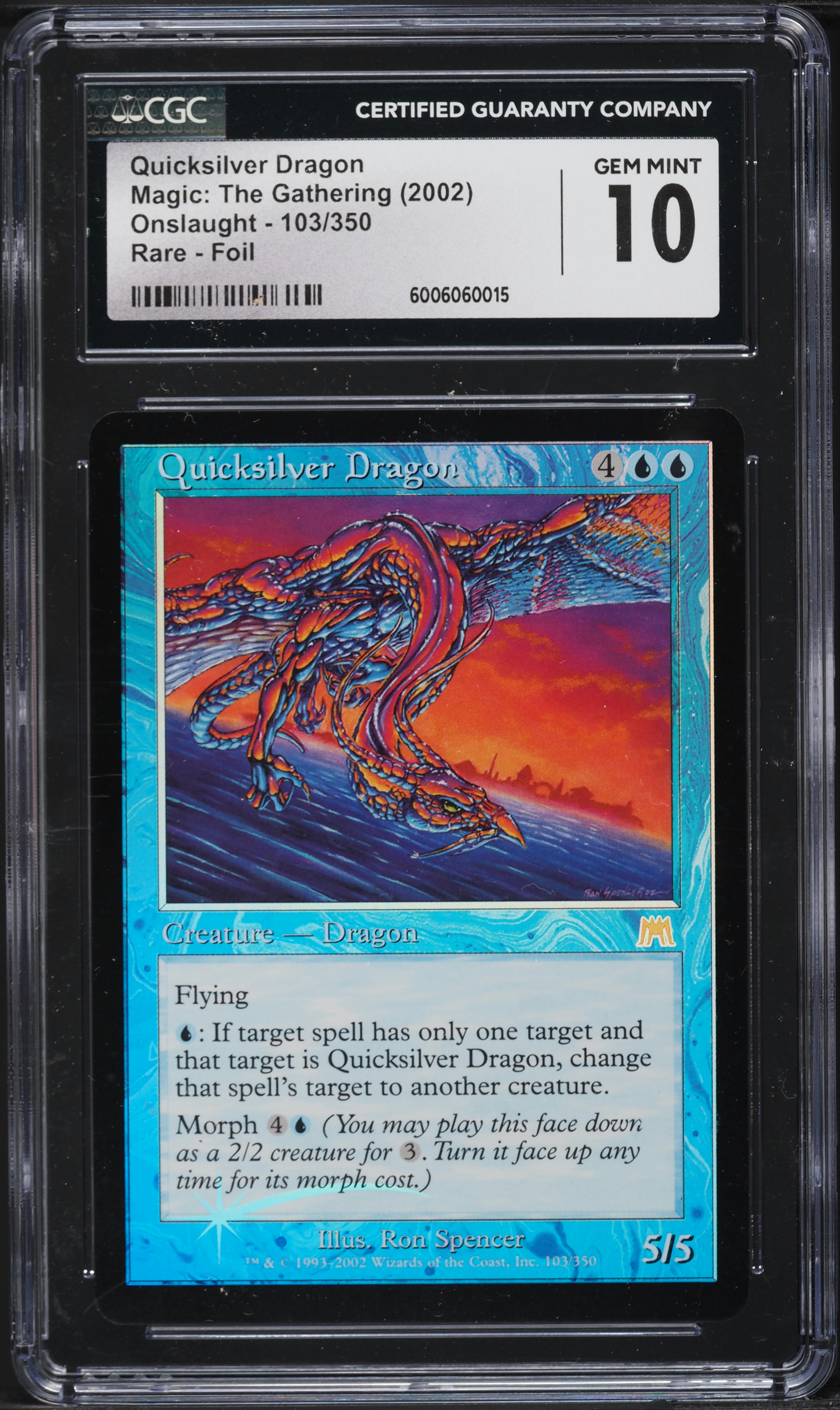 2002 Magic The Gathering MTG Onslaught Foil Quicksilver Dragon