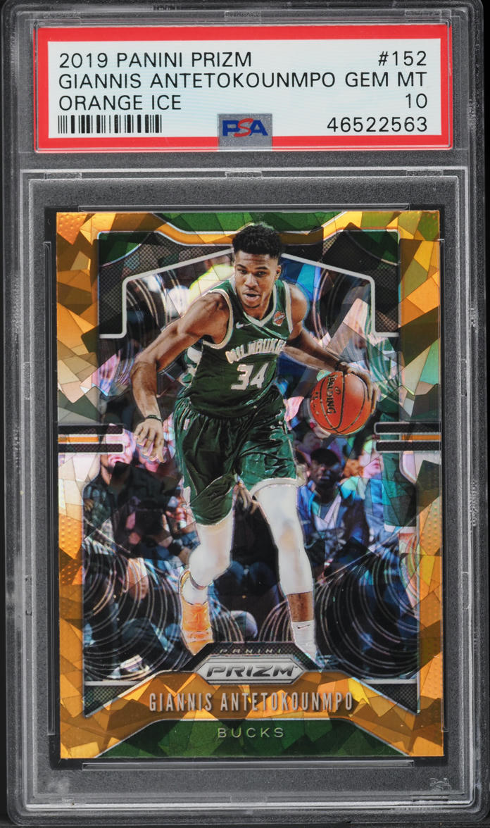 2019 Panini Prizm Orange Ice Giannis Antetokounmpo #152 PSA 10 GEM MINT