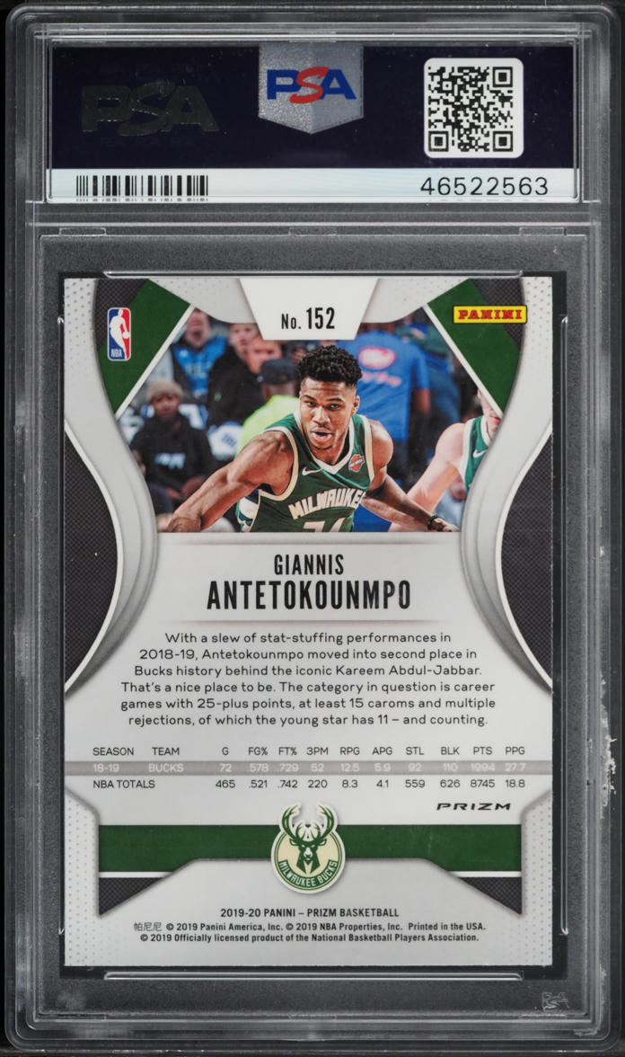 2019 Panini Prizm Orange Ice Giannis Antetokounmpo #152 PSA 10 GEM MINT