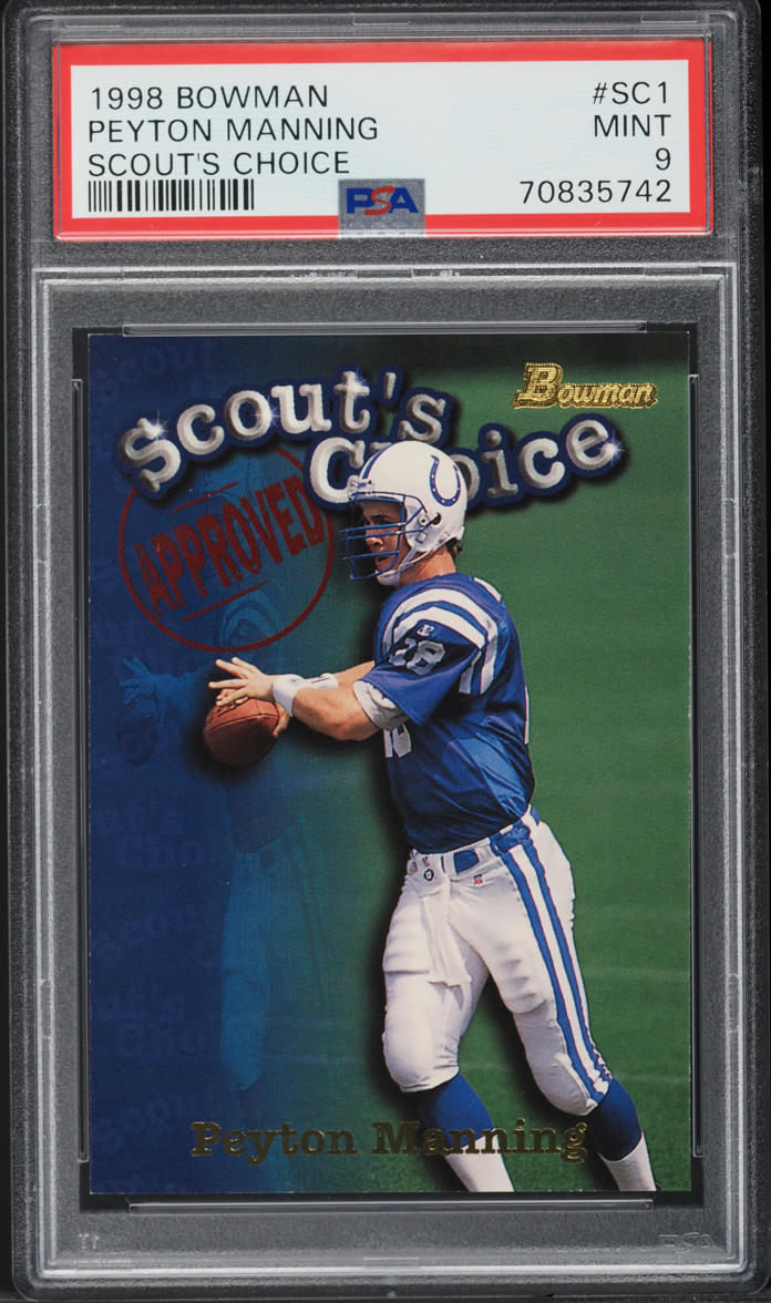 1998 Bowman Scout's Choice Peyton Manning ROOKIE #SC1 PSA 9 MINT