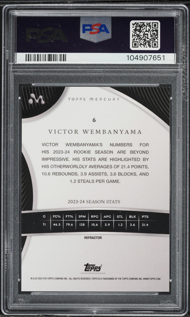 2023 Topps Mercury Refractor Victor Wembanyama ROOKIE /99 #6 PSA 9 MINT