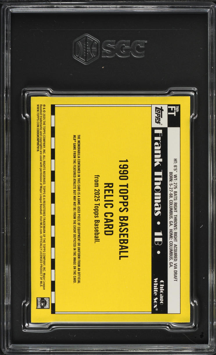 2025 Topps '90 Relic Frank Thomas PATCH #T90R-FT SGC 9.5 MINT+ on