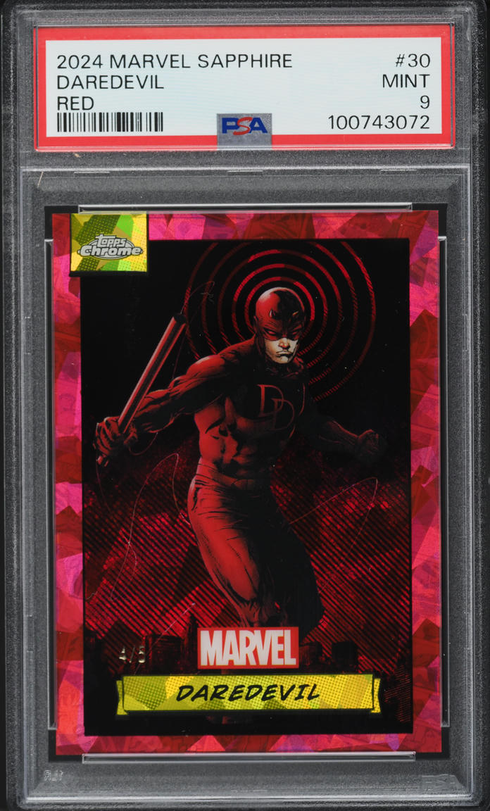 2024 Topps Chrome Marvel Sapphire Edition Red Daredevil /5 #30 PSA 9 MINT