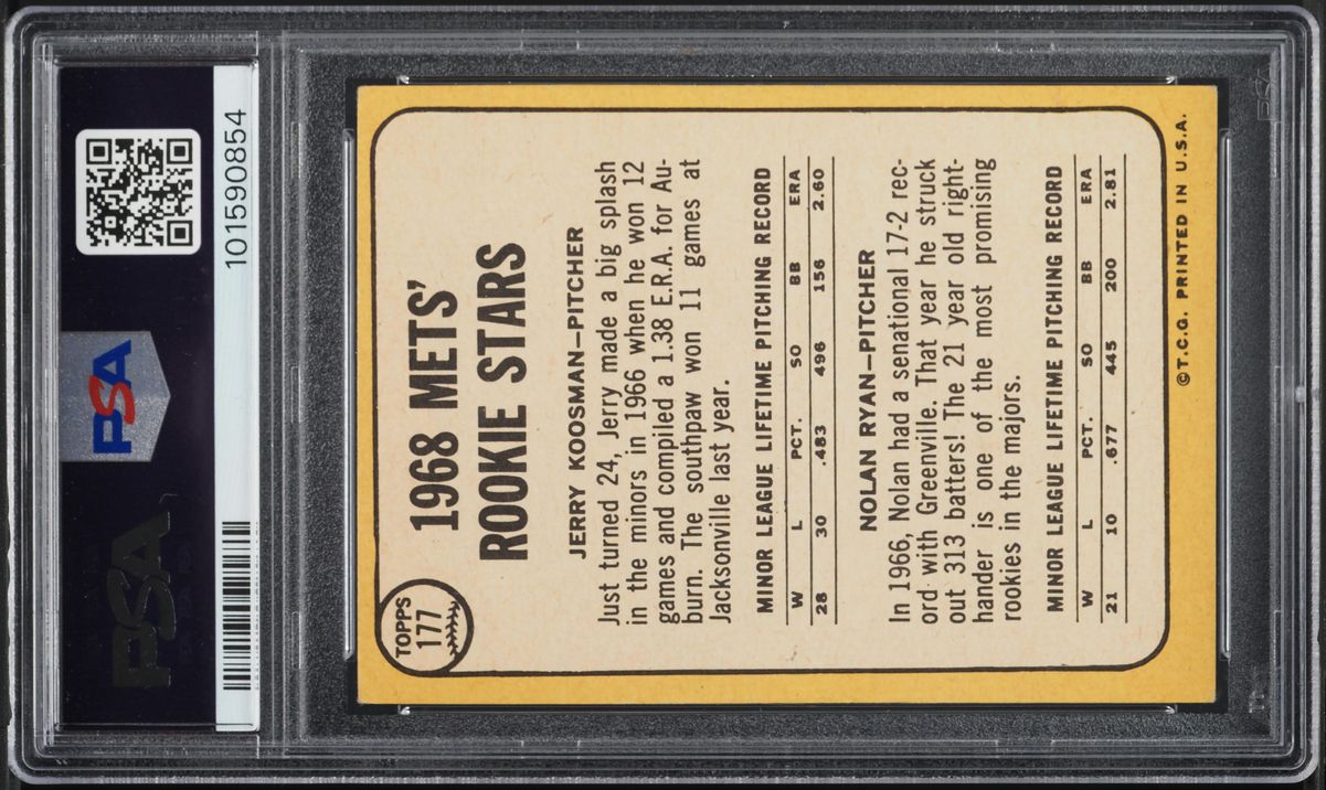 1968 Topps Nolan Ryan ROOKIE #177 PSA 3 VG