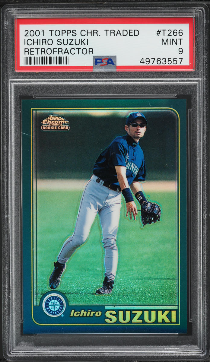 2001 Topps Chrome Traded Retrofractor Ichiro Suzuki ROOKIE #T266 PSA 9 MINT