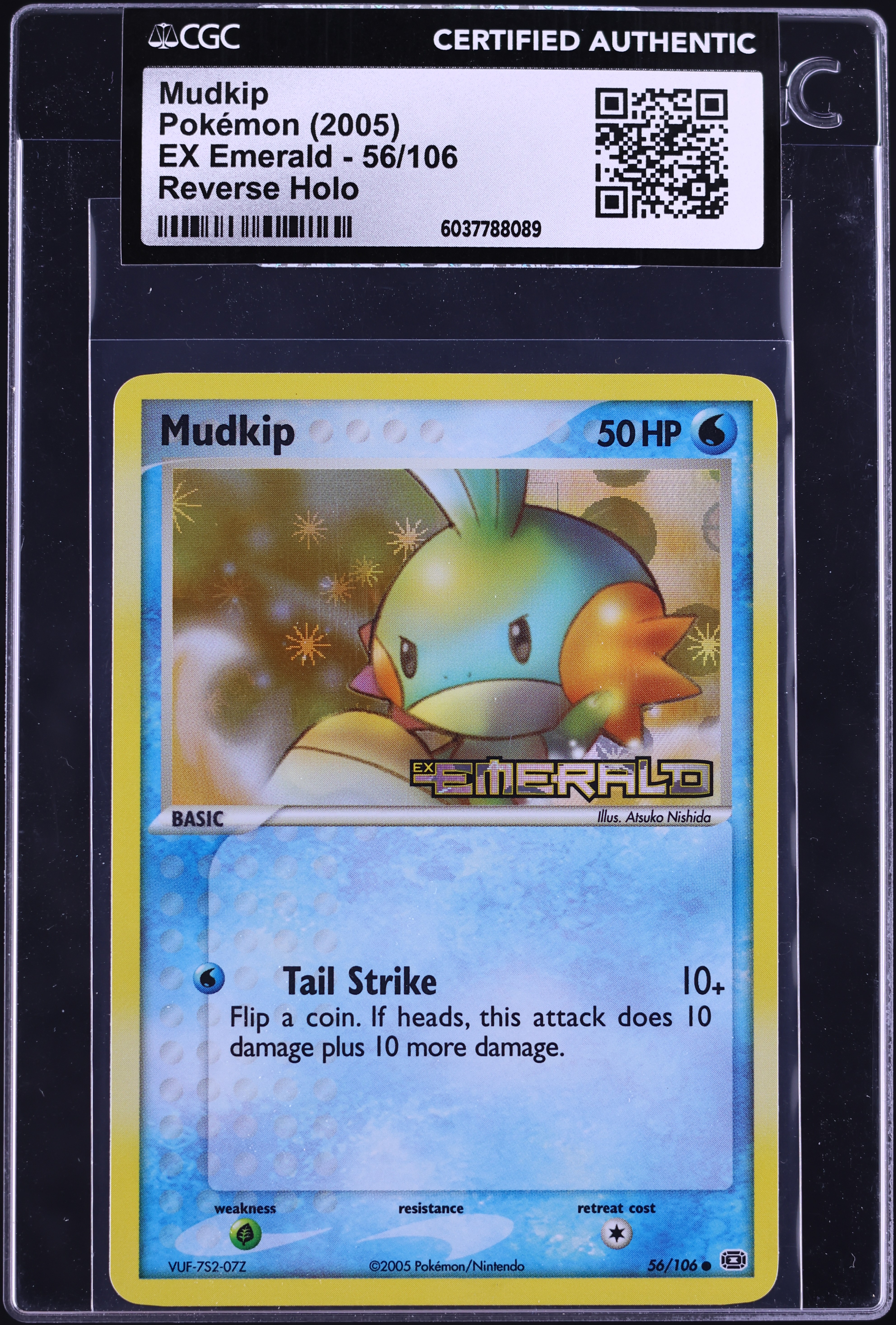 2005 Pokemon EX Emerald Reverse Holo Mudkip #56 CGC AUTH on