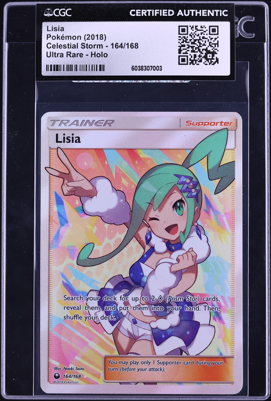 2018 Pokemon Sun & Moon Celestial Storm Full Art Lisia #164 CGC AUTH on Fanatics Collect 2018 Pokemon Sun & Moon Celestial Storm Full Art Lisia #164 CGC AUTH on Fanatics Collect
